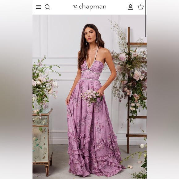 fitted lace wedding dress The Gwen Dress in Lilac Tapestry Rose 2 / Lilac Tapestry Rose